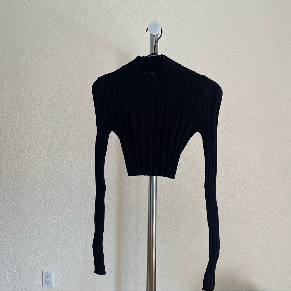 Black Textured Knit Long Sleeve